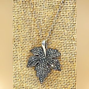 Large Marcasite Sterling Pendant Necklace